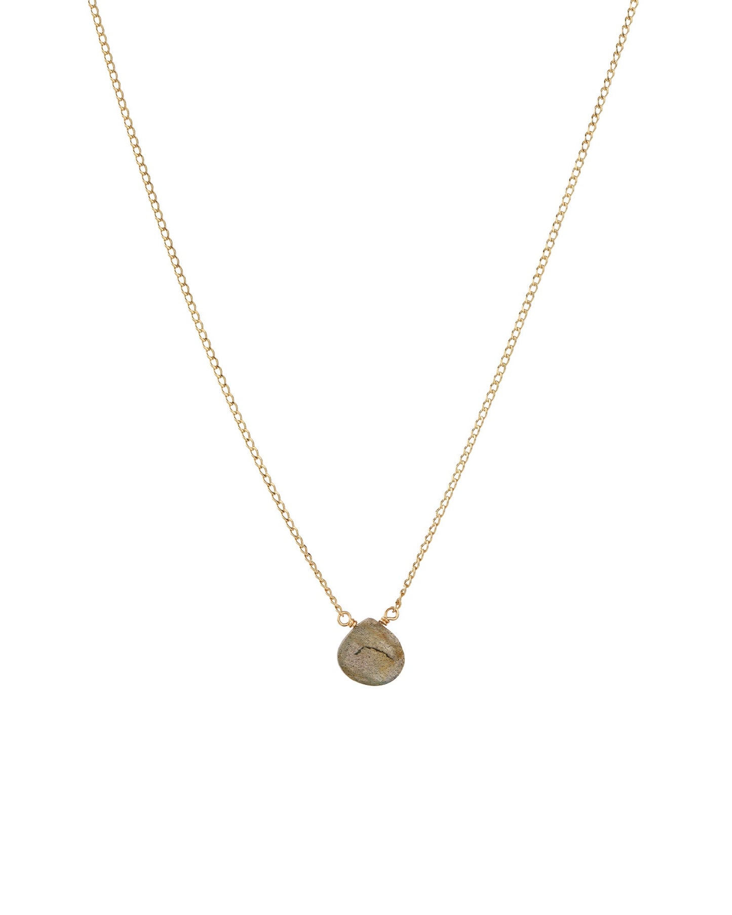 Labradorite Heart Curb Chain Necklace | 8mm