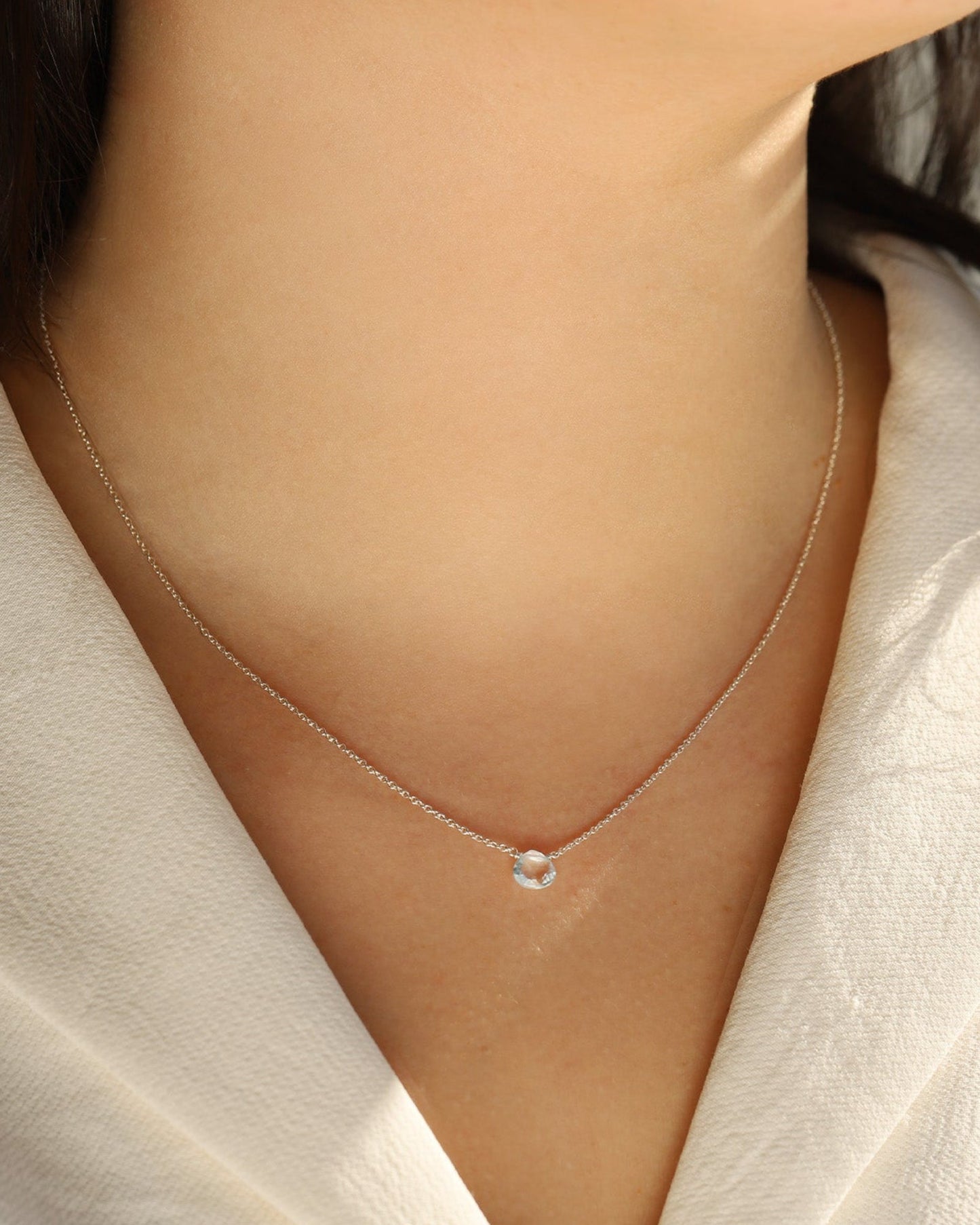 Sky Blue Topaz Heart Cable Chain Necklace | 8mm