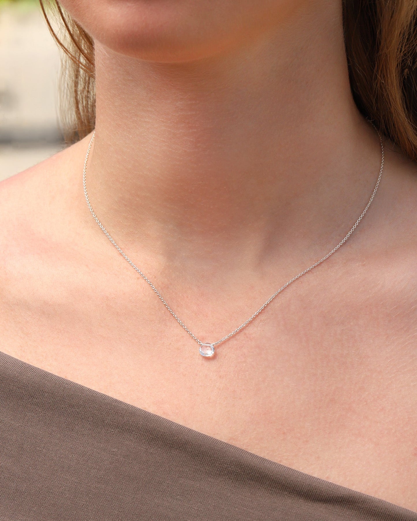 Sky Blue Topaz Heart Cable Chain Necklace | 8mm