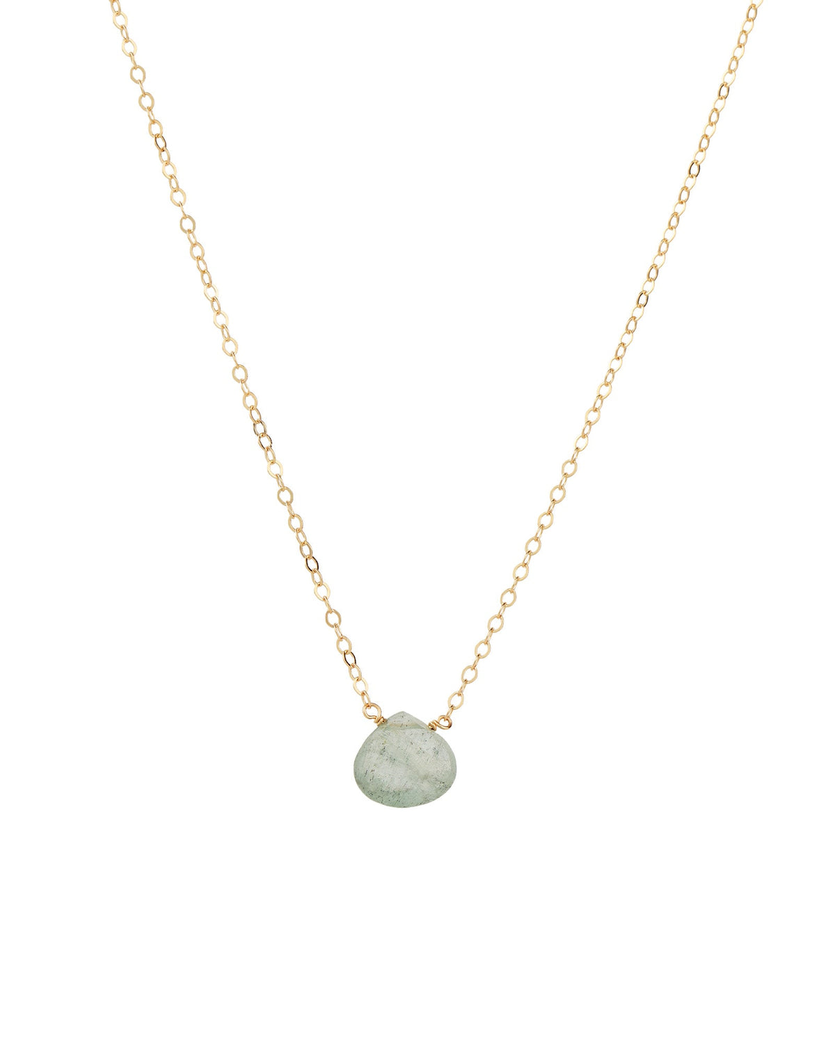 Moss Aquamarine Heart Cable Chain Necklace | 12mm