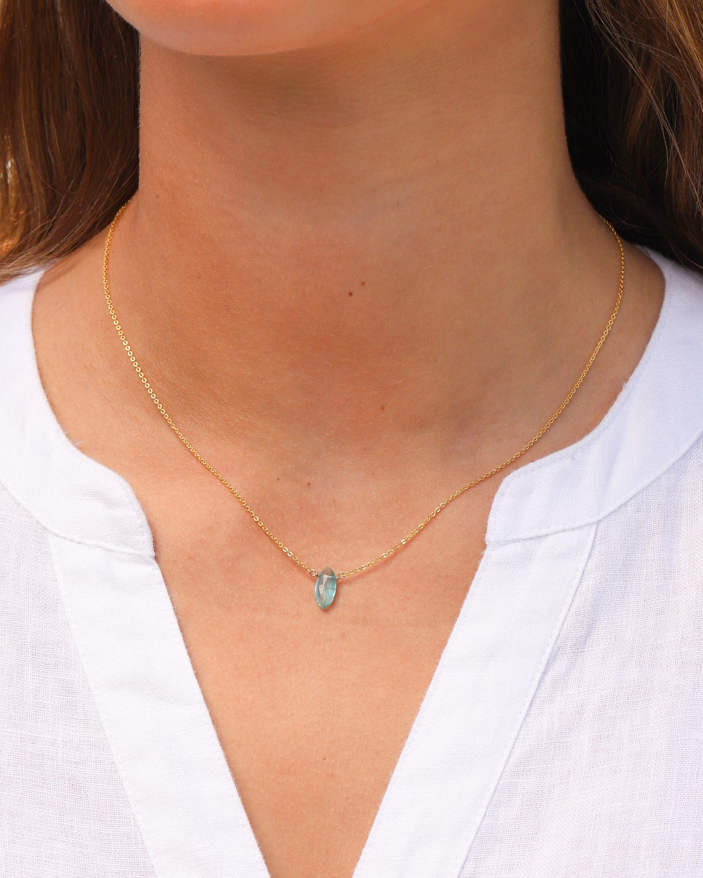 Apatite Marquise Cable Chain Necklace | 10mm