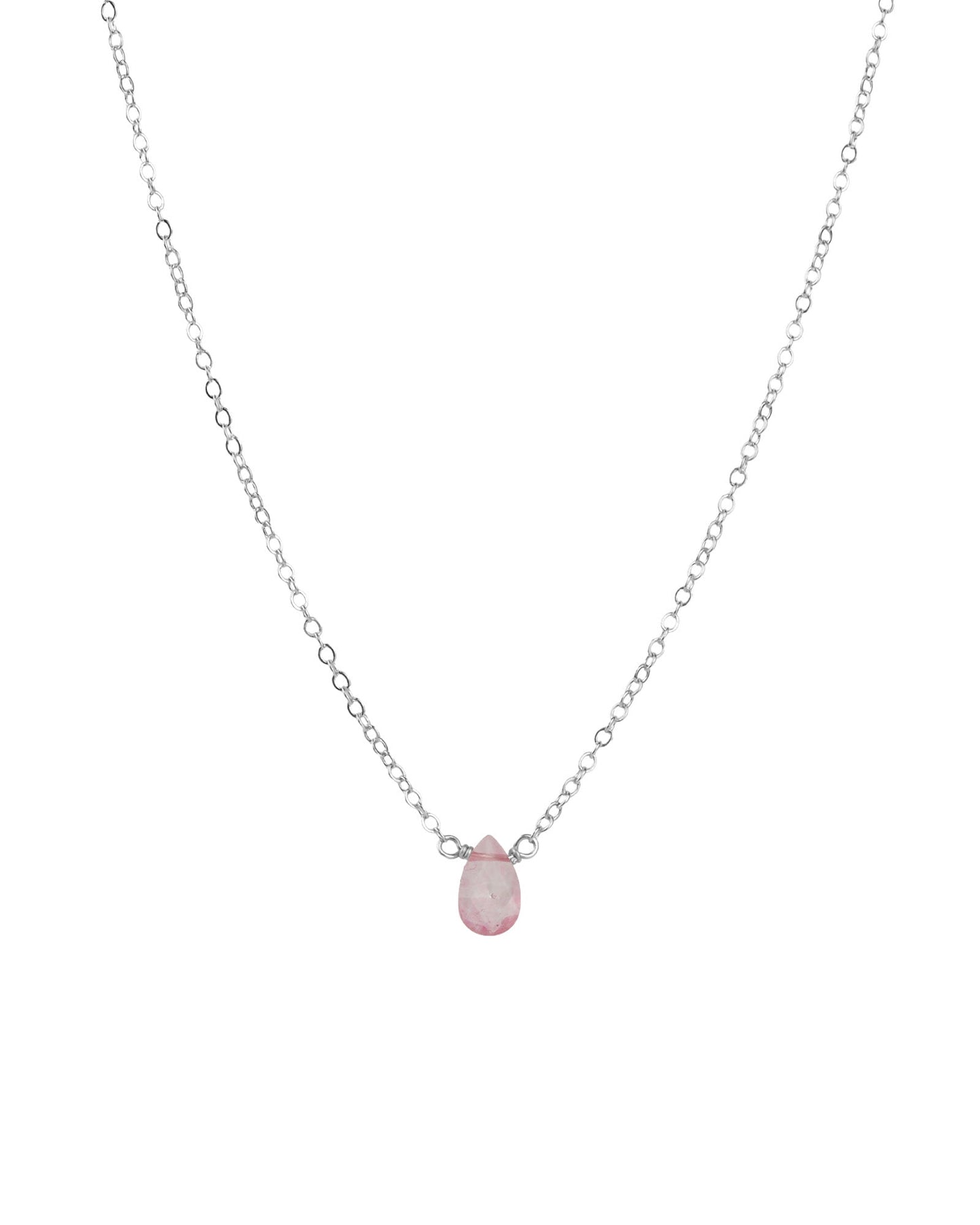 Pink Topaz Pear Cable Chain Necklace | 6mm