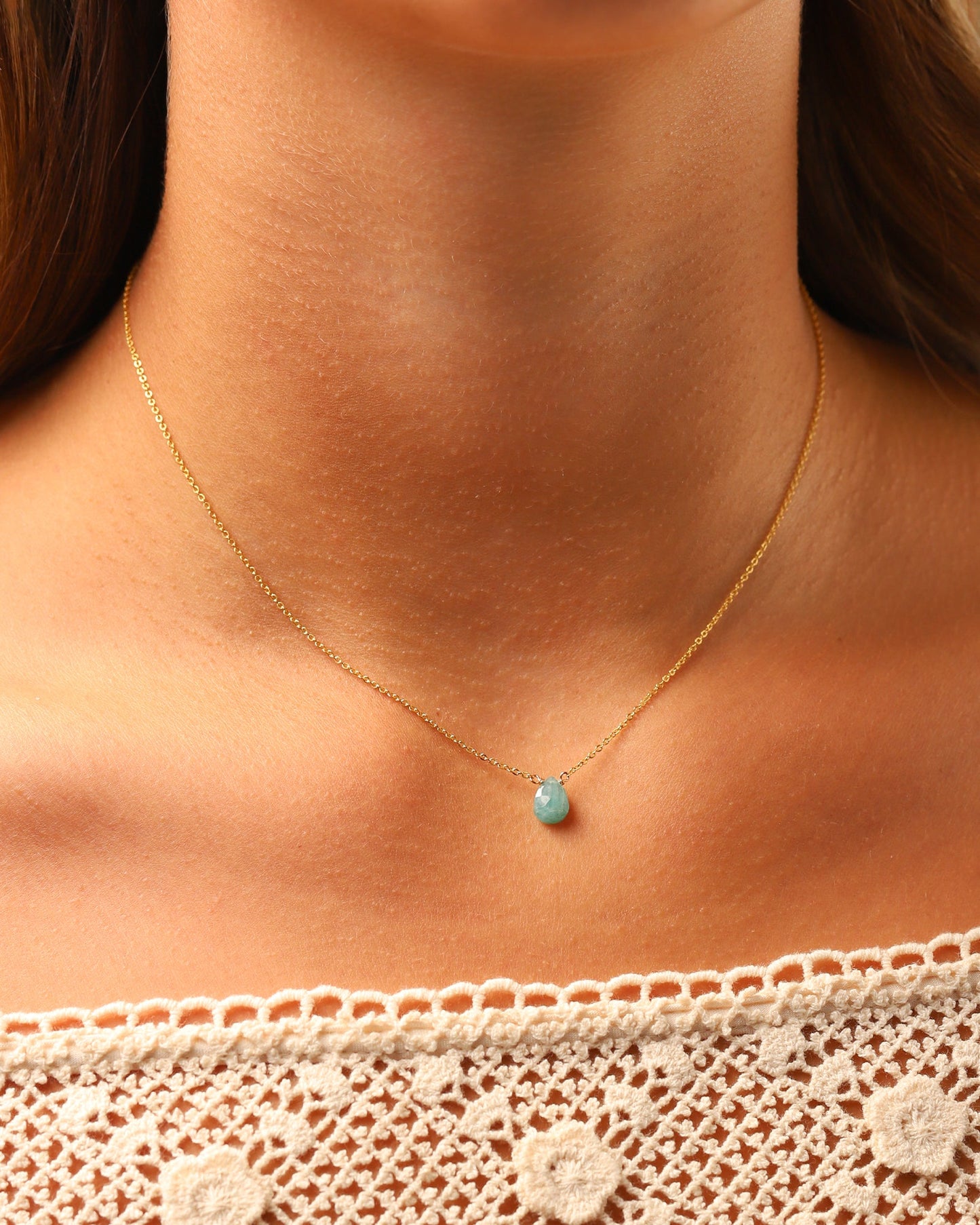 Blue Grandidierite Pear Cable Chain Necklace | 6mm
