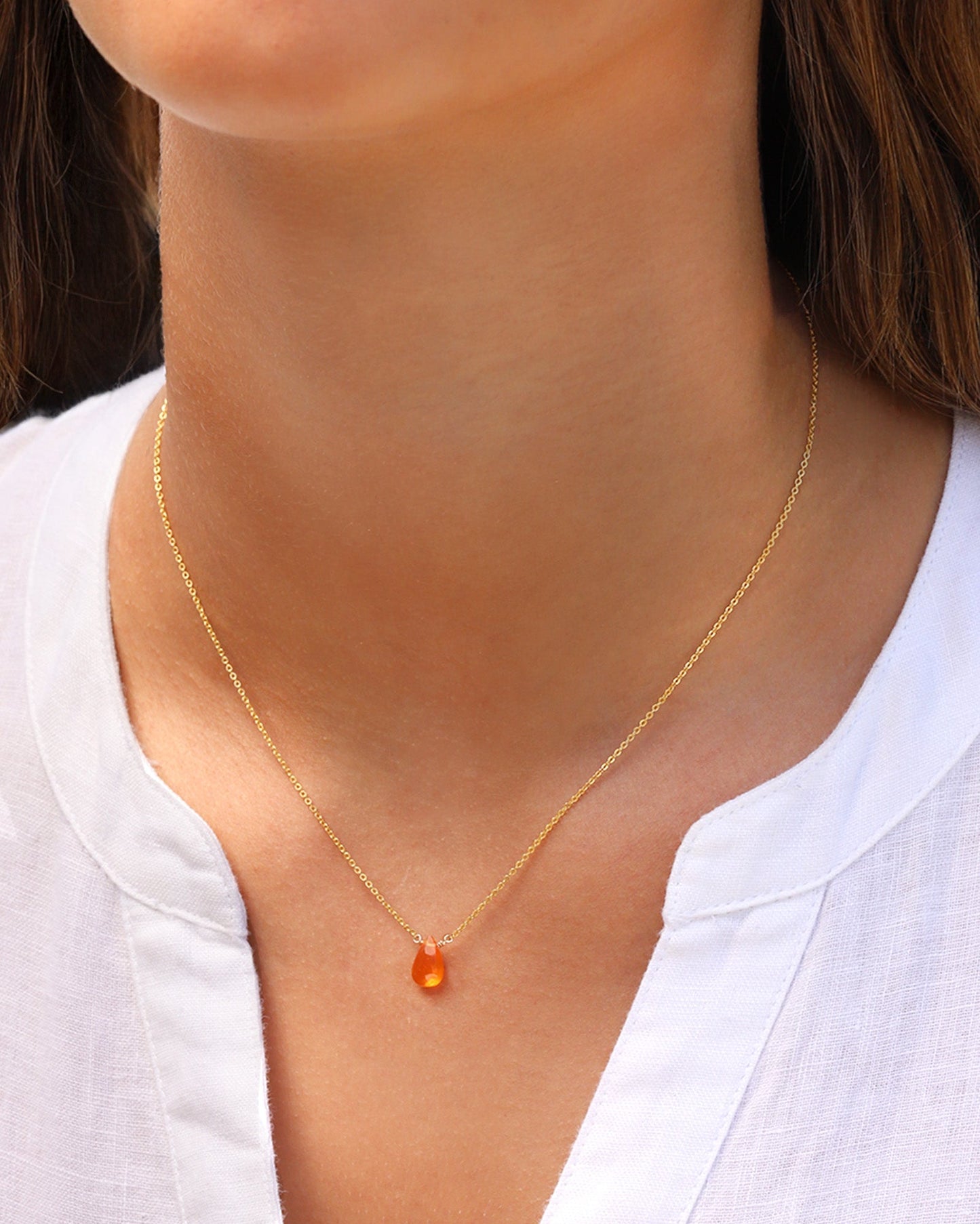 Carnelian Pear Cable Chain Necklace | 6mm