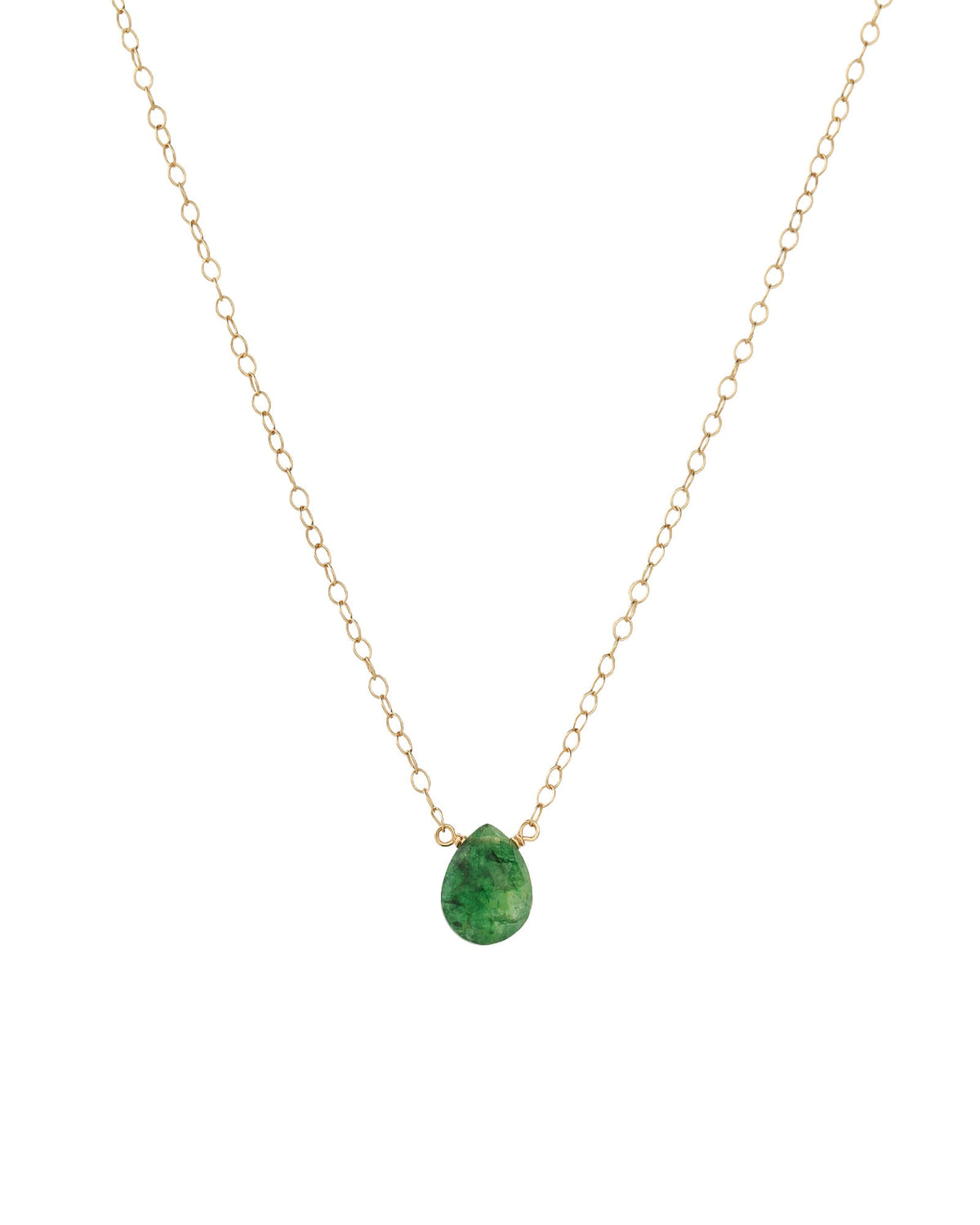 Green Quartz Pear Cable Chain Necklace | 8mm