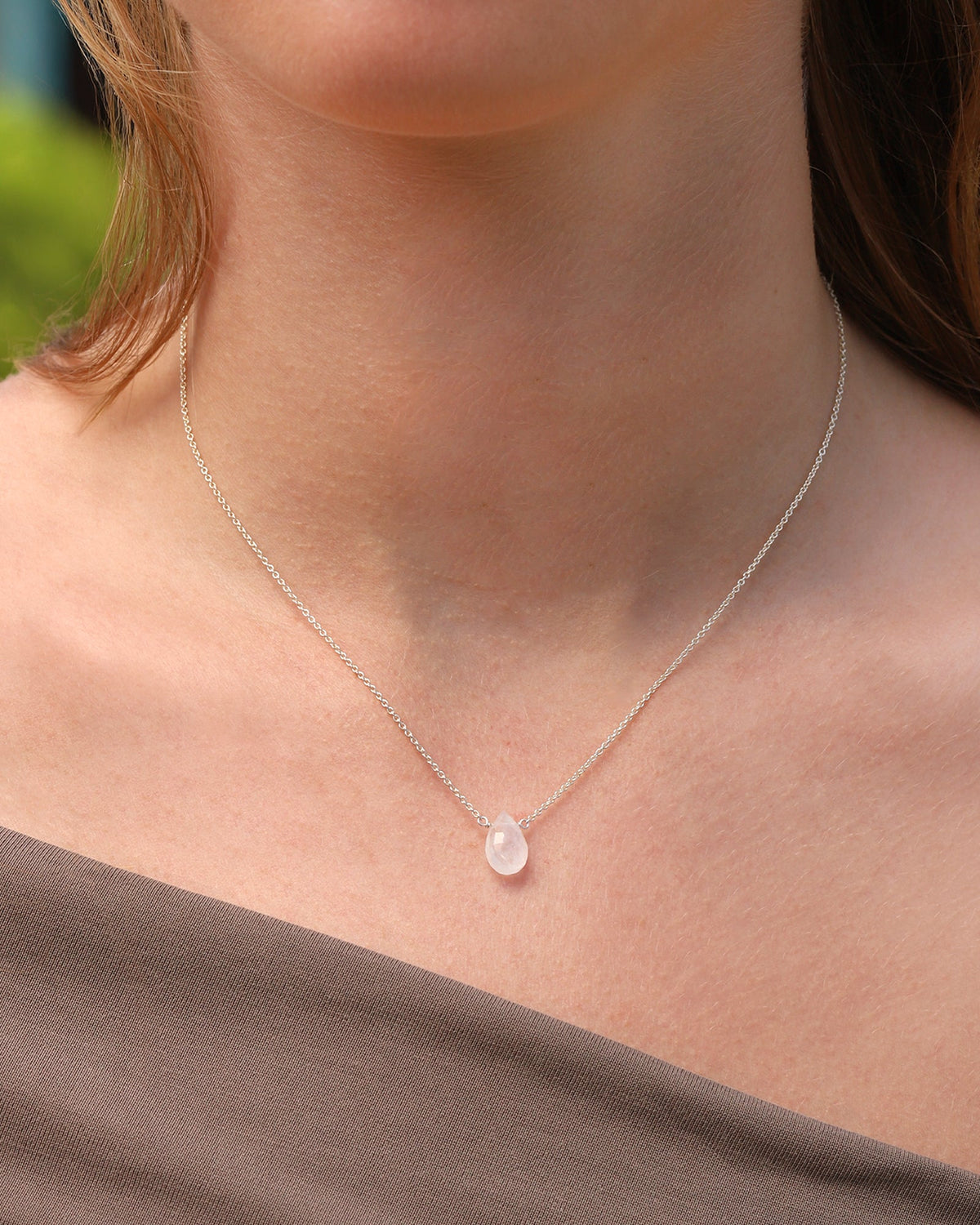 Rainbow Moonstone Pear Cable Chain Necklace | 8mm