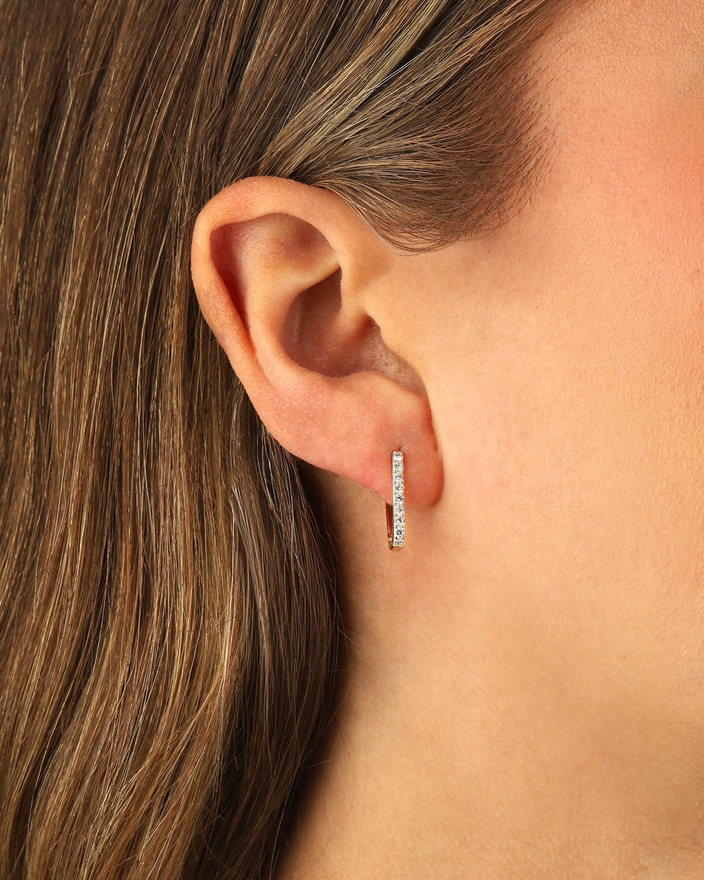 Rectangle Pavé Diamond Huggies | 15mm
