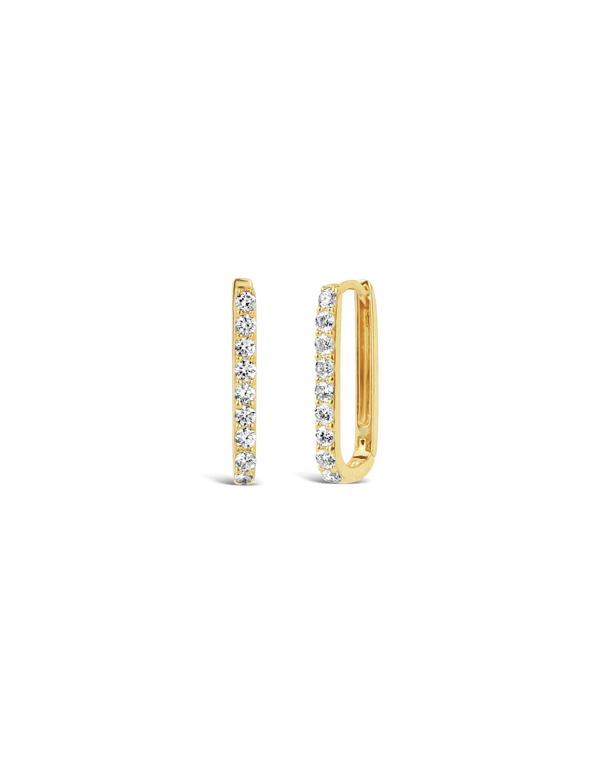 Rectangle Pavé Diamond Huggies | 15mm