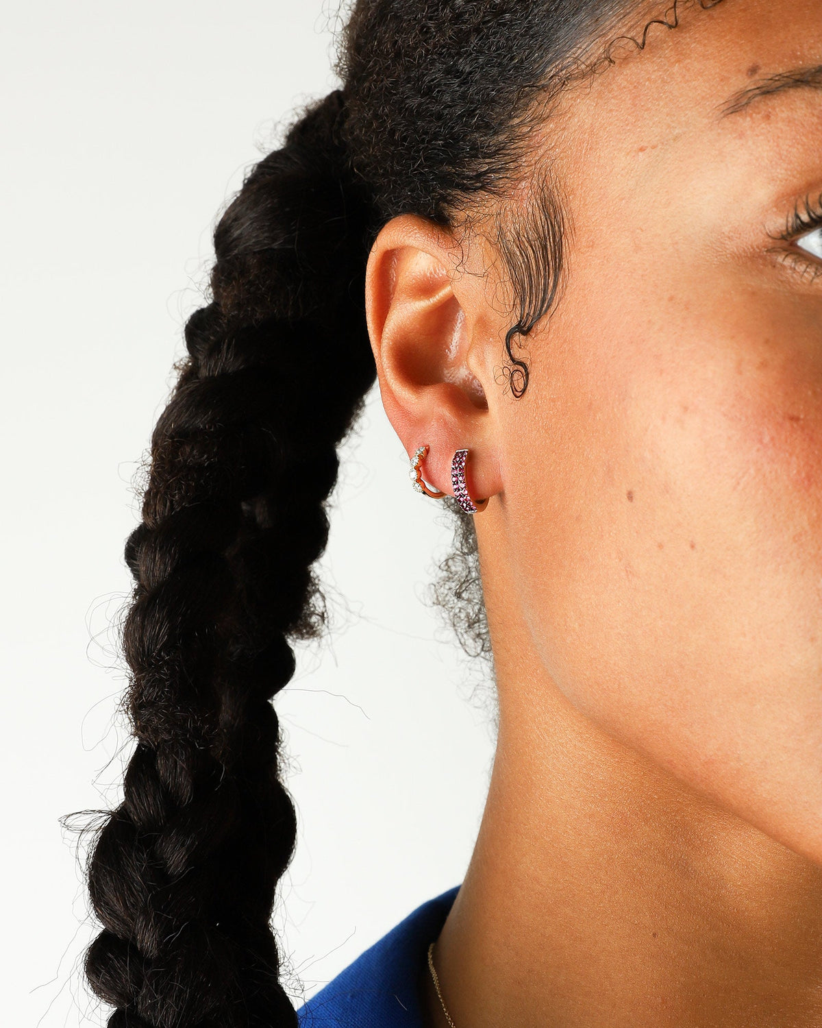 Two Row Ruby Huggies | 12mm