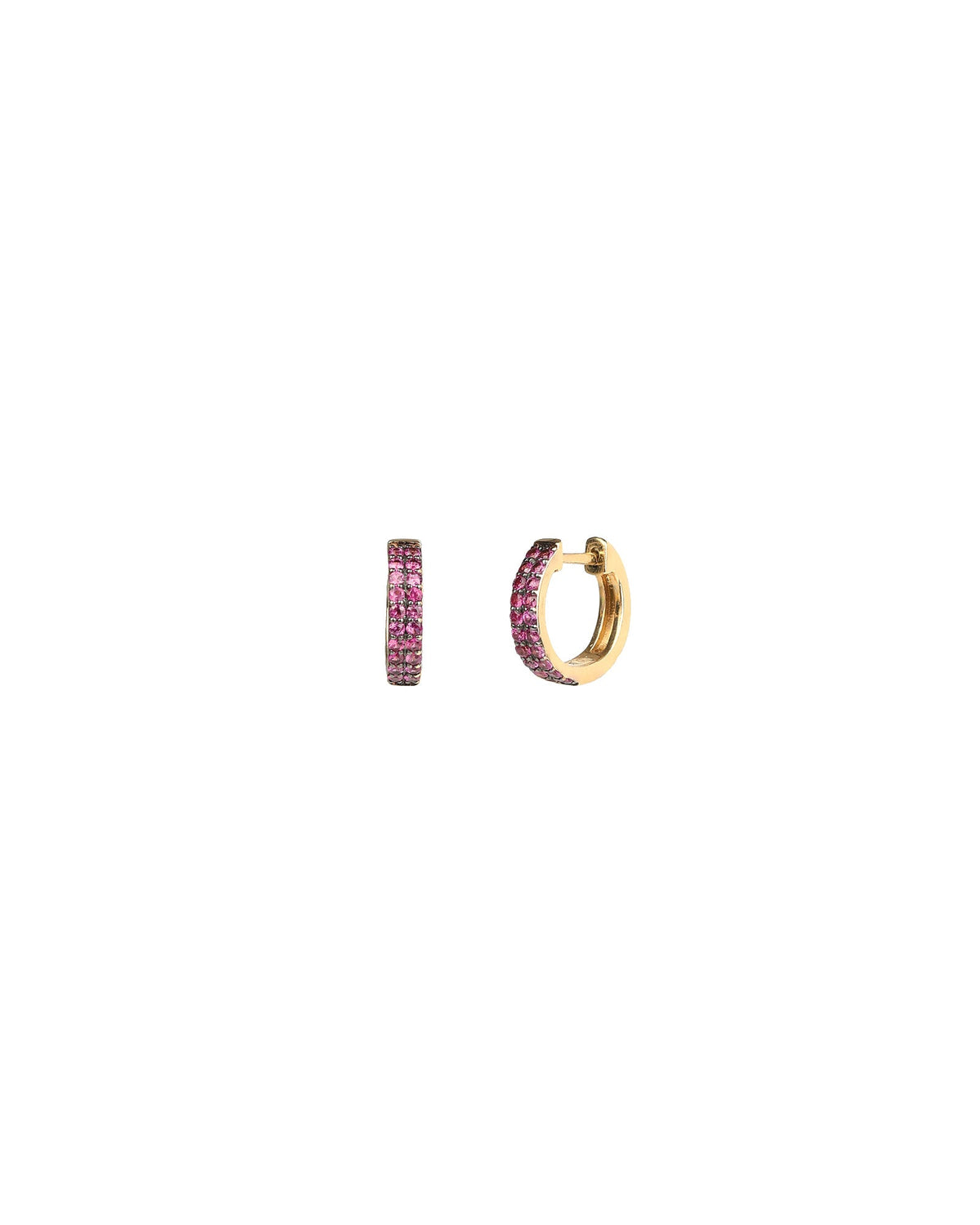 Two Row Ruby Huggies | 12mm