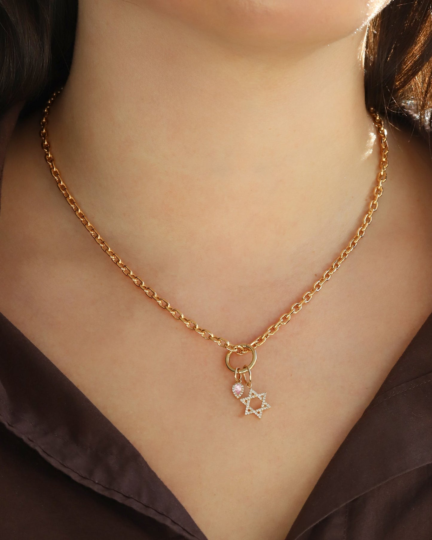 Mini Pink Sapphire Halo Charm