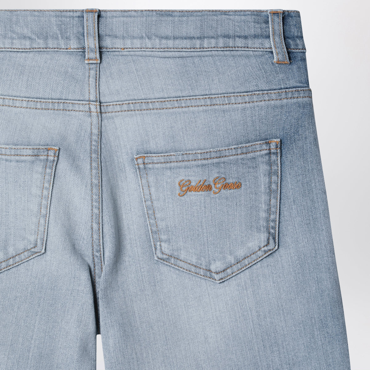 Golden Goose - Medium blue jeans with logo embroidery