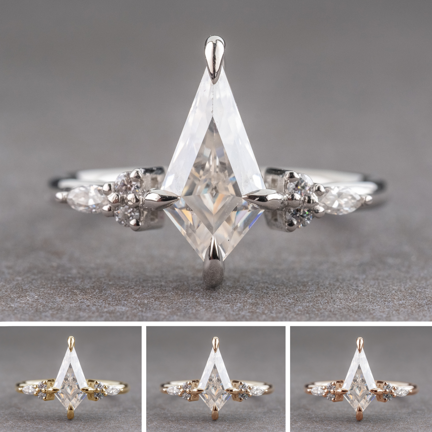 Kite Moissanite Engagement Ring, Quinn Setting