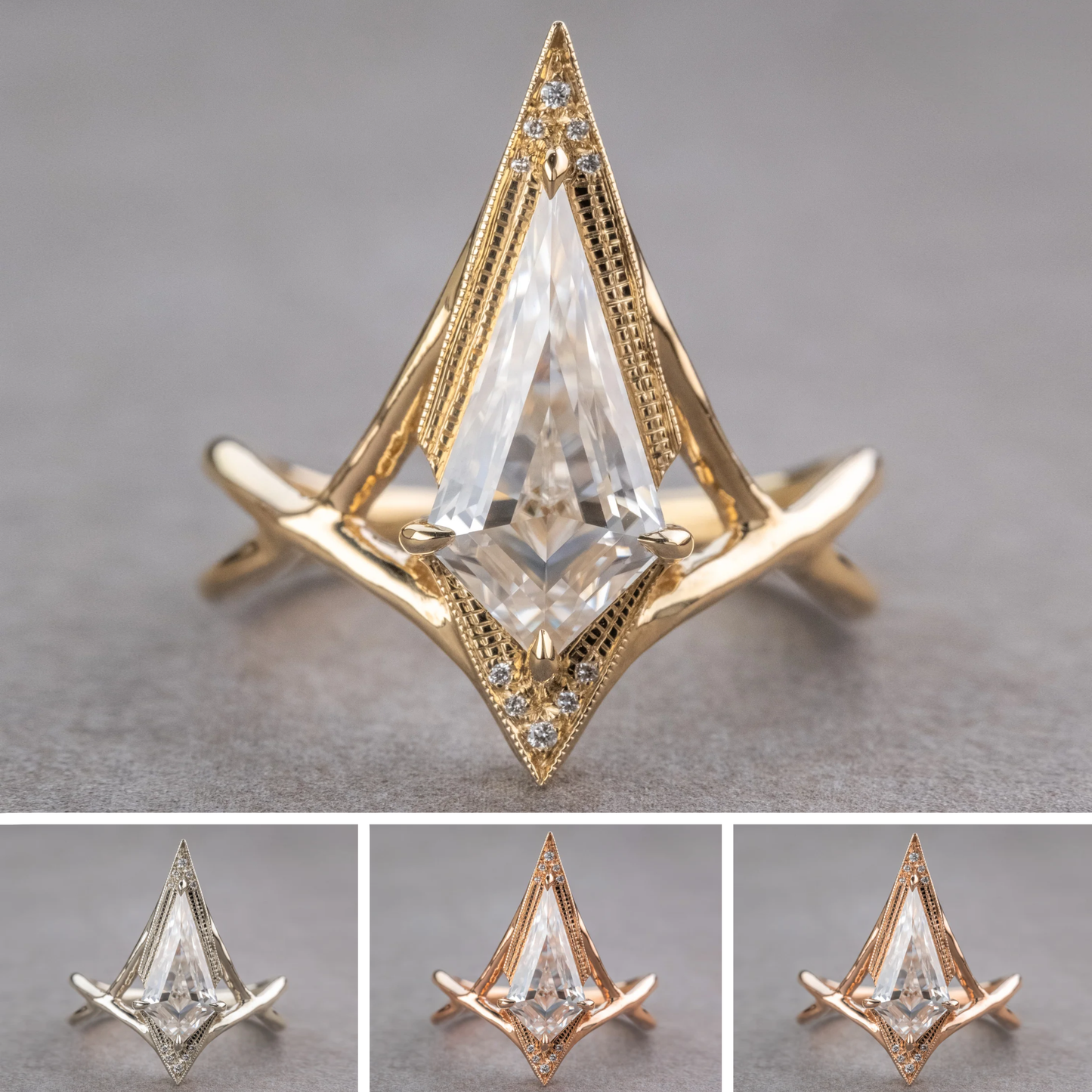Kite Lab Diamond Engagement Ring, Twisted Arwen Setting