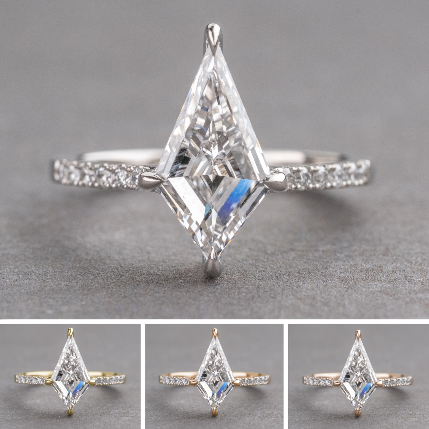 Kite Moissanite Engagement Ring, Lulu Setting