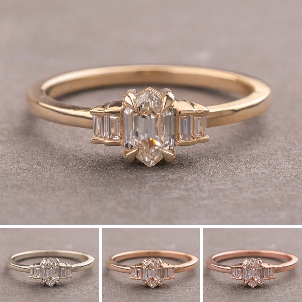 .49 Carat Step Cut Hexagon Diamond Engagement Ring, Betty Setting