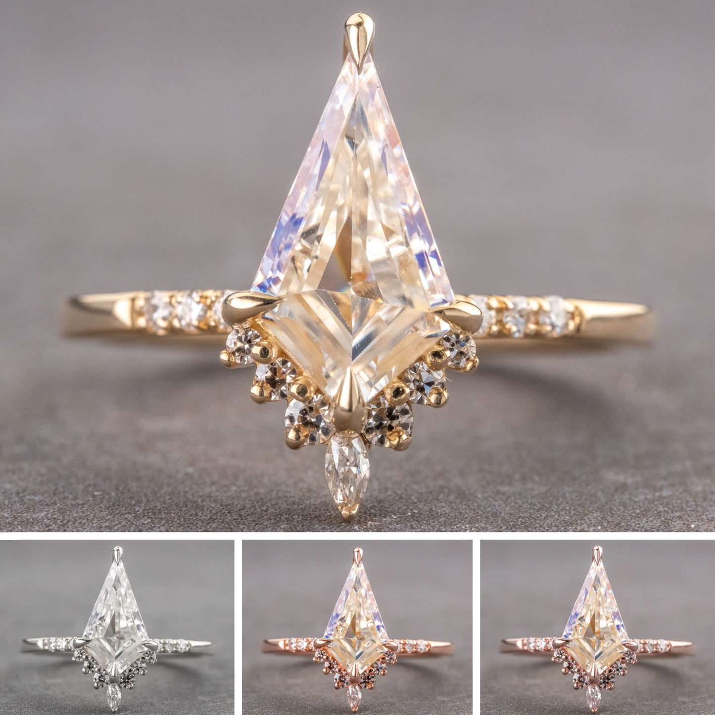 Kite Moissanite Engagement Ring, Avaline Setting