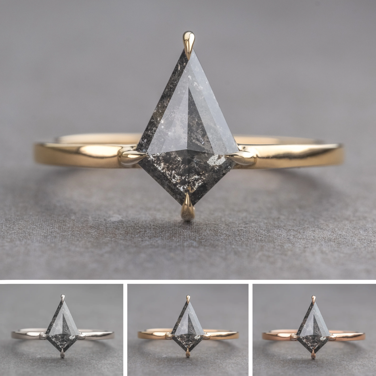 1.15 Carat Black Kite Diamond Engagement Ring, Jane Setting