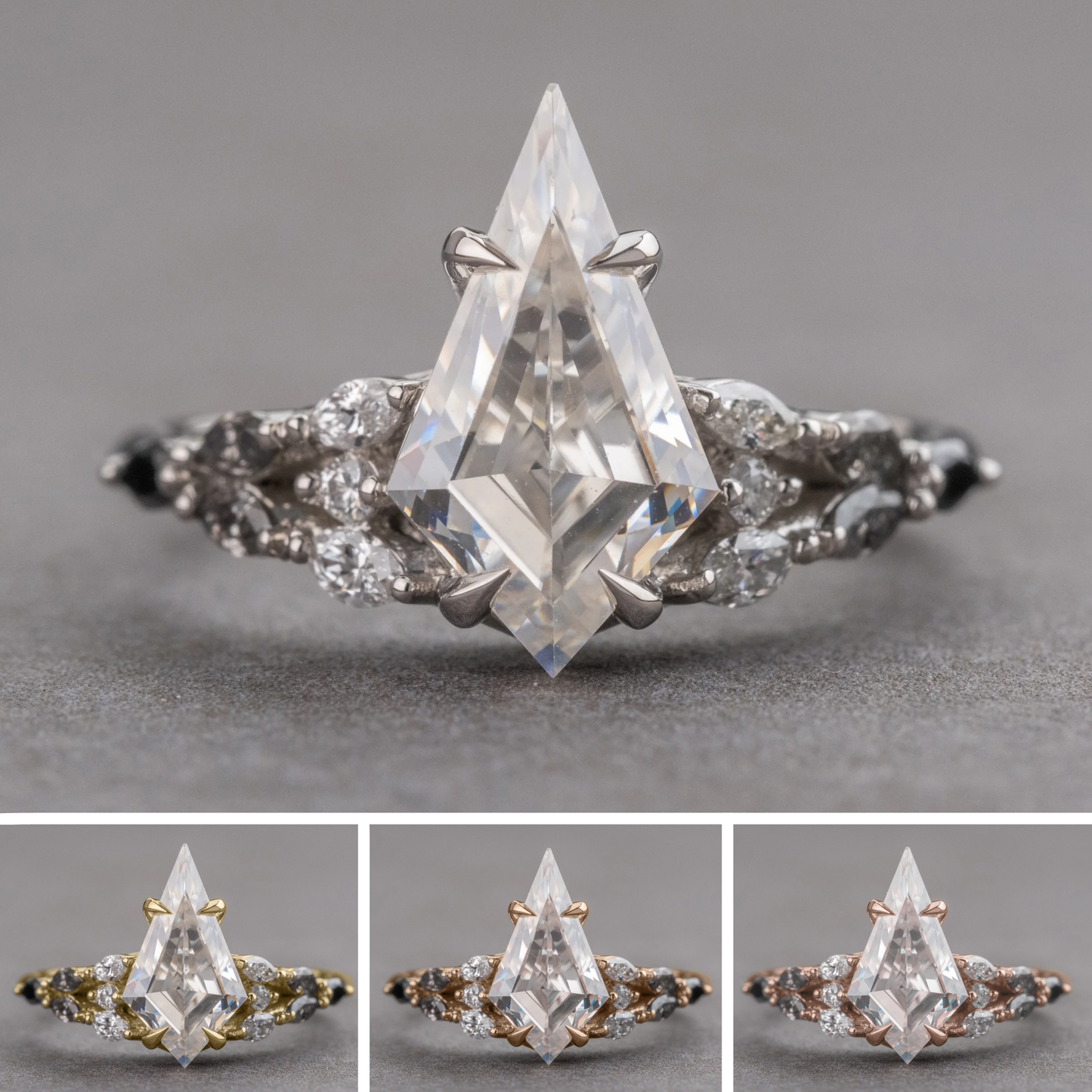 Kite Lab Diamond Engagement Ring, Ombre Winnie Setting