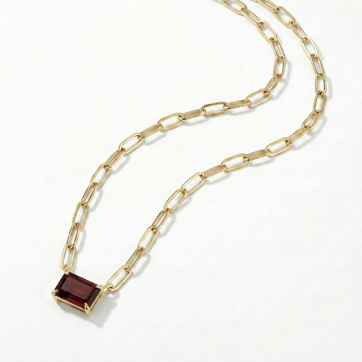 The Gemstone Paperclip Necklace | Garnet