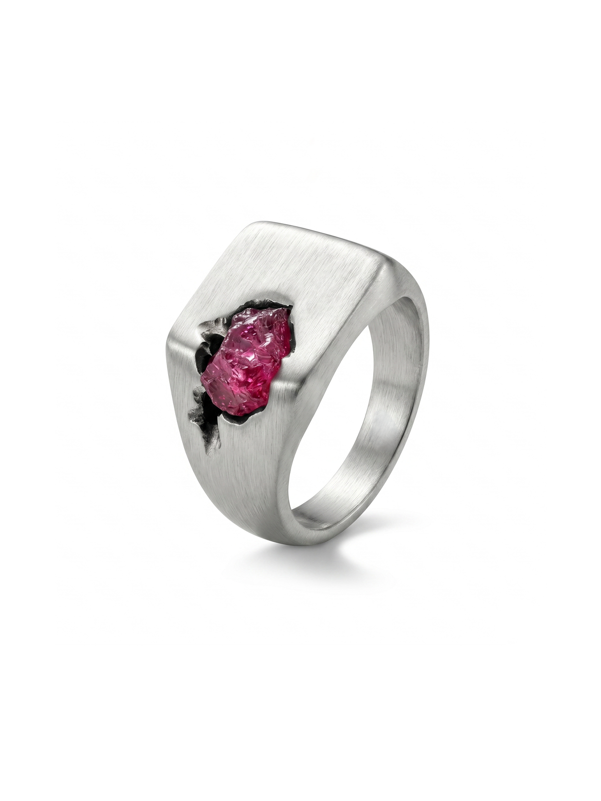 Raw Pink Tourmaline Men's Ring By Harshita Jewellery