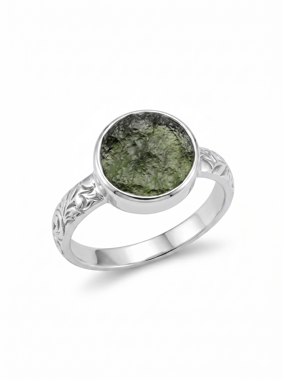Natural Raw Moldavite Ring, 925 Solid Sterling Silver Czech Republic Raw Gemstone Handmade Jewelry Ring Gift For Her