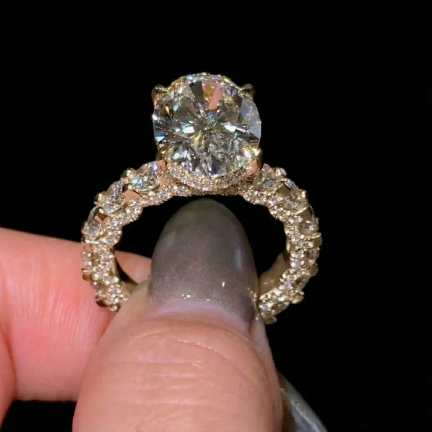 Preciously-crafted Pave Oval Cut 8.0ct Engagement Ring In Sterling Silver