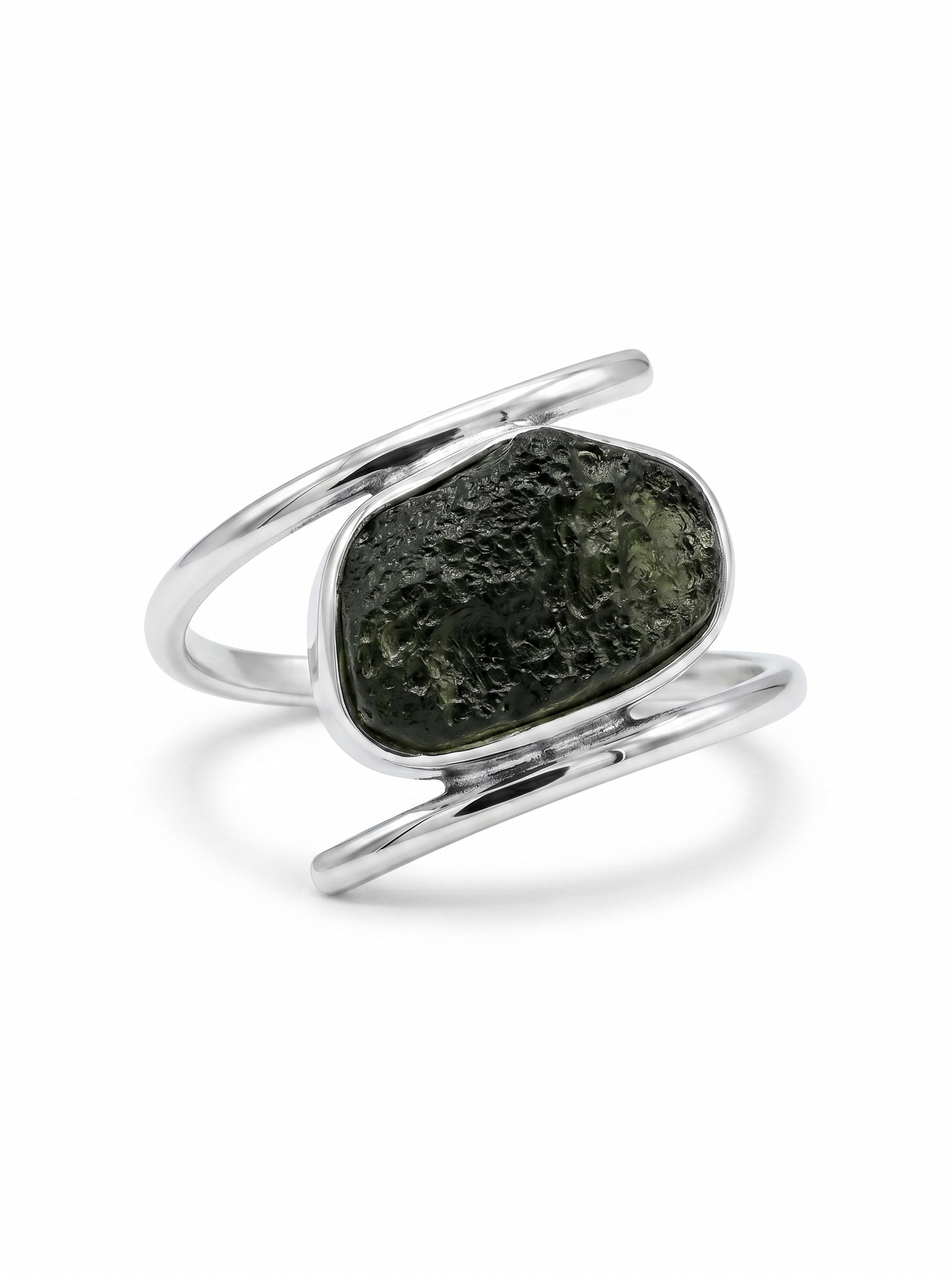 Natural Raw Moldavite Ring, 925 Solid Sterling Silver Czech Republic Raw Gemstone Handmade Jewelry Ring Gift For Her