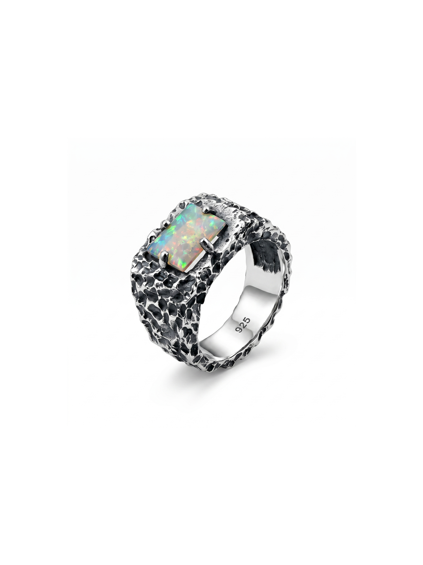 Ethiopian Opal Forge Ring – 925 Sterling Silver