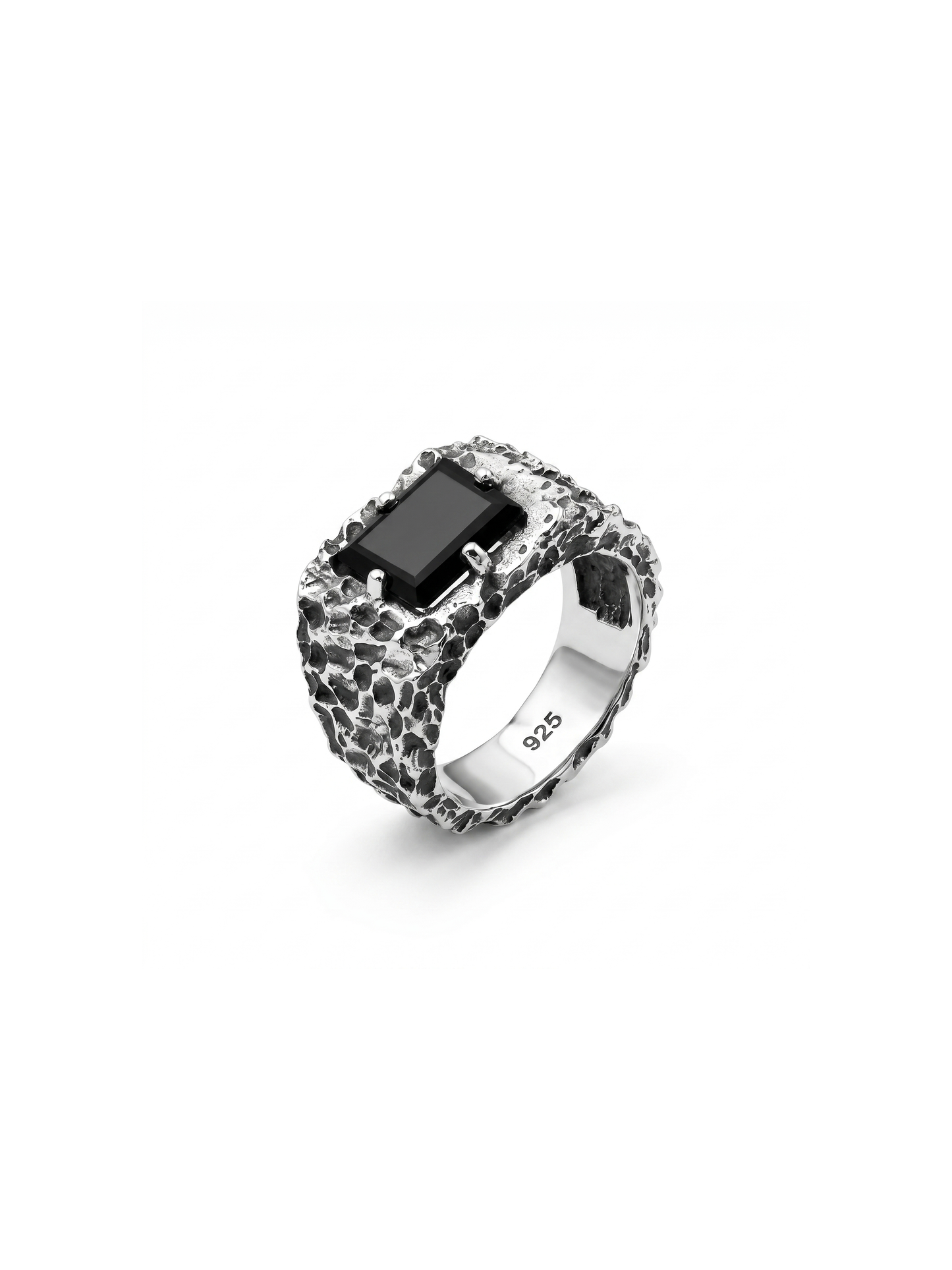 Black Onyx Forge Ring – 925 Sterling Silver