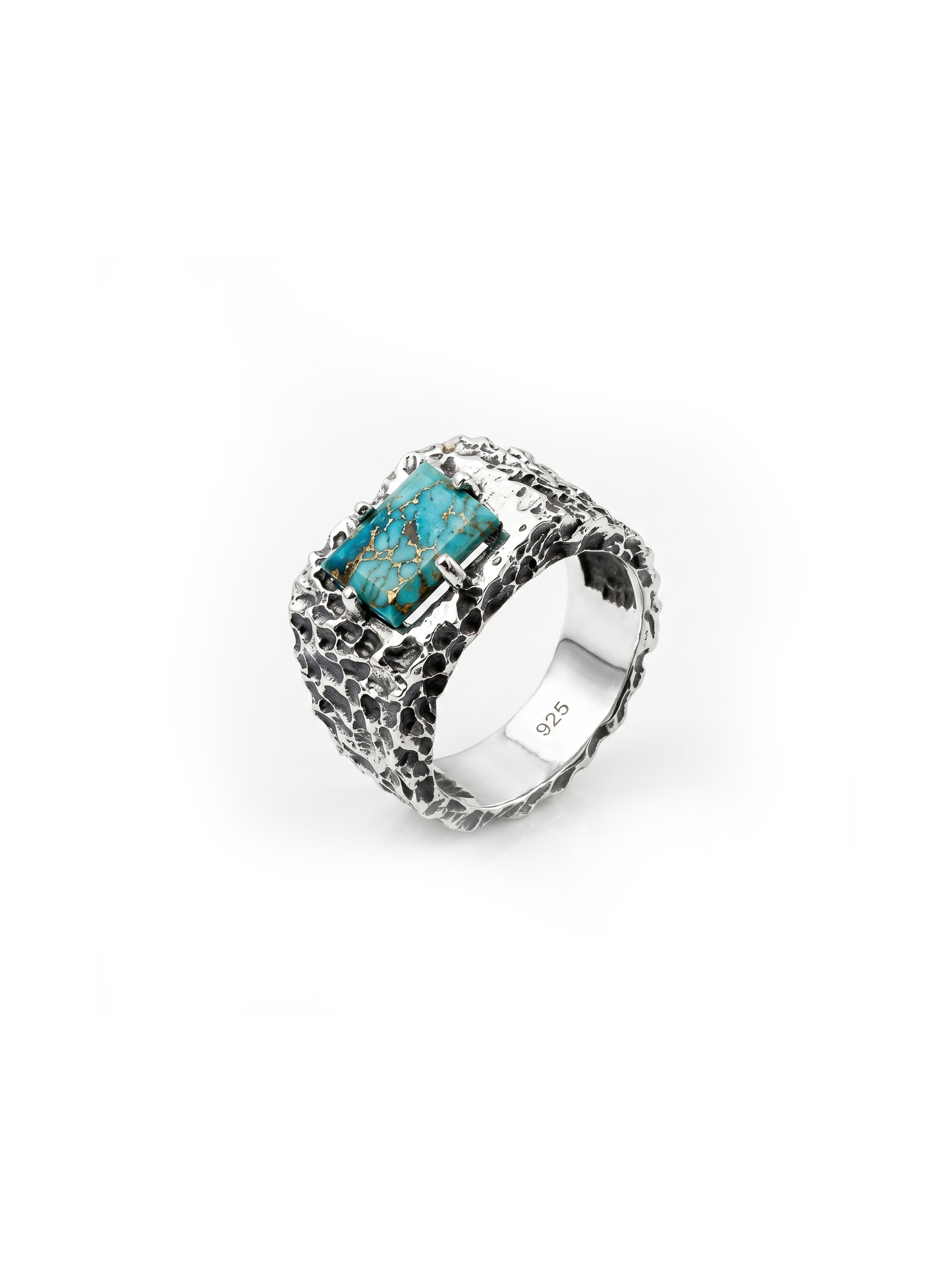 Copper Turquoise Forge Ring – 925 Sterling Silver
