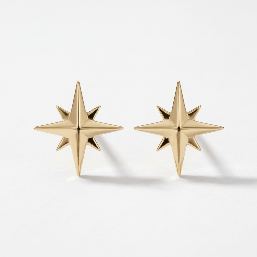 The North Star Studs | 14K Yellow Gold