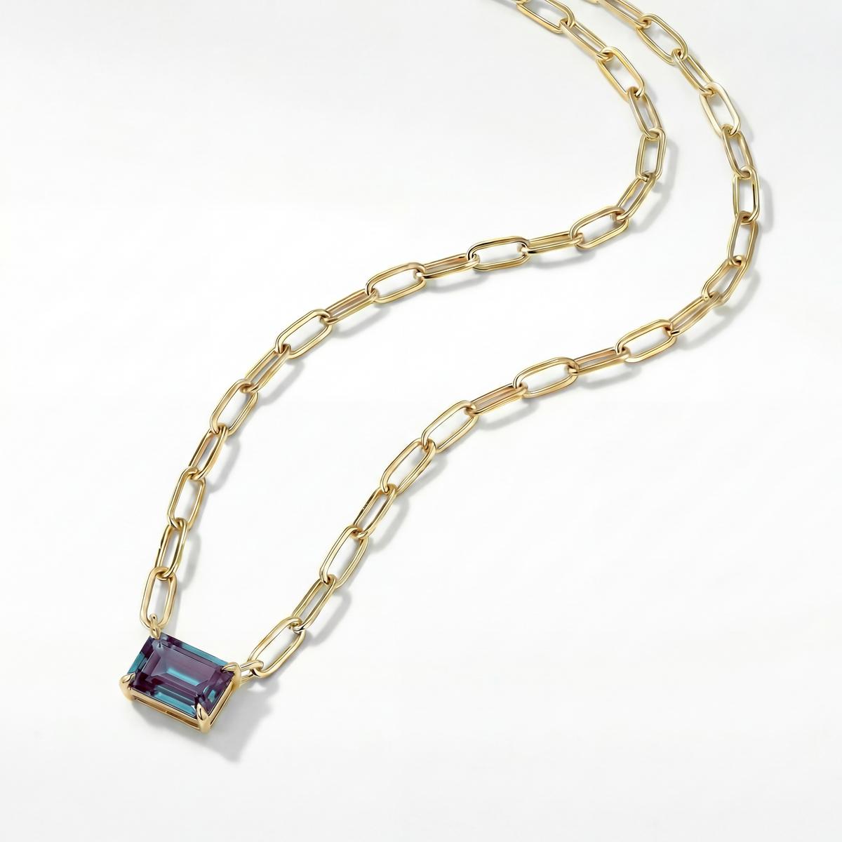 The Gemstone Paperclip Necklace | Lab-Grown Alexandrite