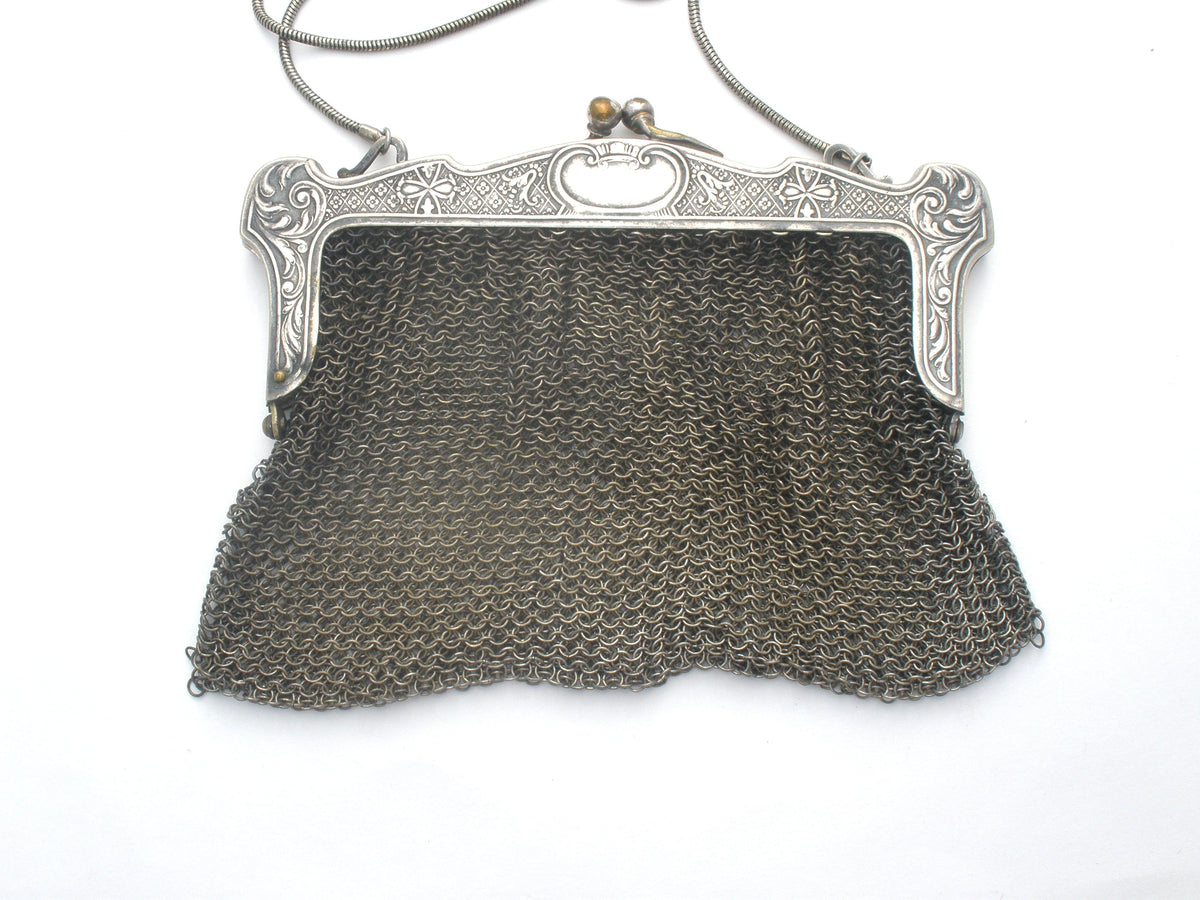 German Silver Chainmail Purse Handbag