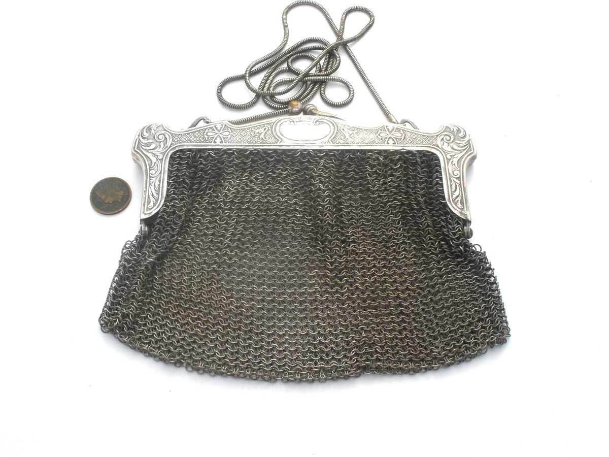 German Silver Chainmail Purse Handbag