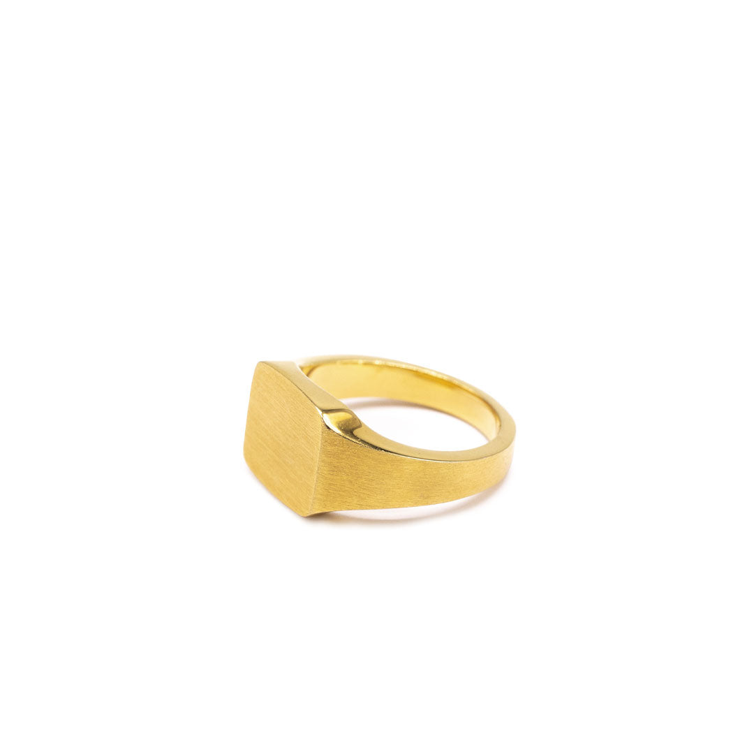 Gold Brushed Cushion Ring