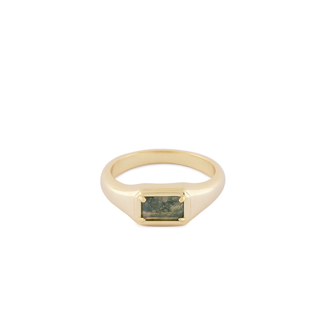 Gold Moss Agate Ring