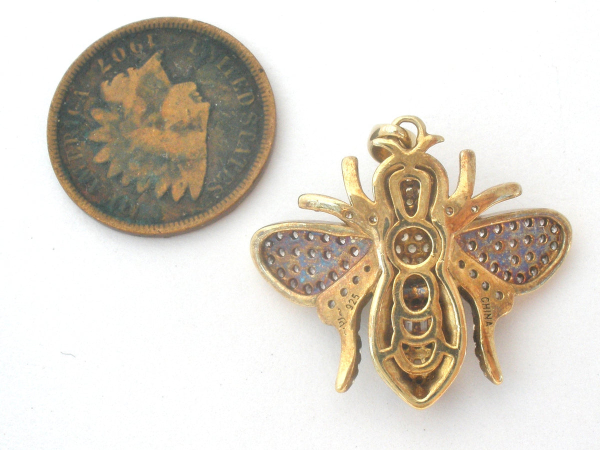 Gold Over Sterling Bumble Bee Pendant