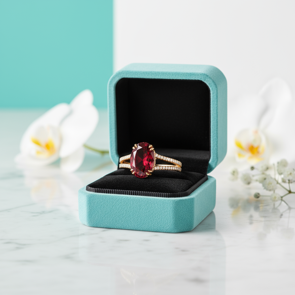 2.90 Ct Garnet Oval Cut Split Shank Engagement Ring