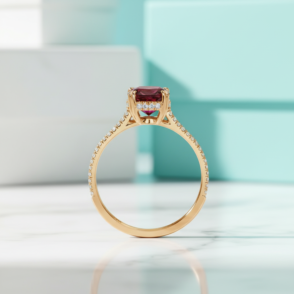 2.90 Ct Garnet Oval Cut Split Shank Engagement Ring