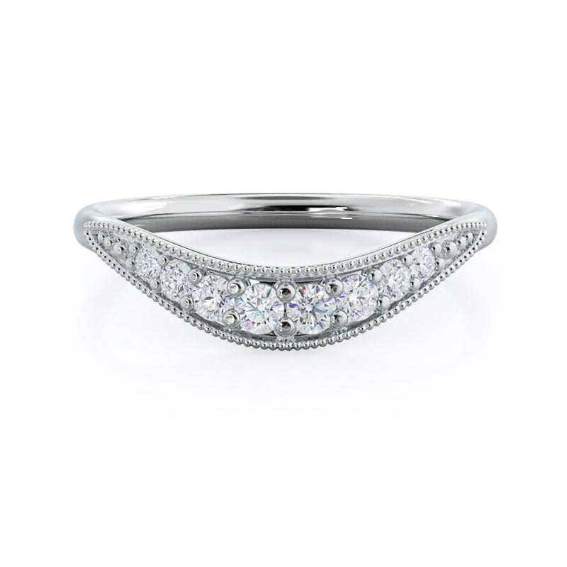 Gradient Curved Moissanite Pave Half Eternity Wedding Band