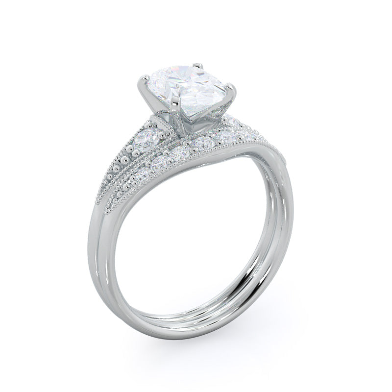 Gradient Curved Moissanite Pave Half Eternity Wedding Band