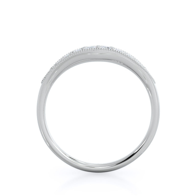 Gradient Curved Moissanite Pave Half Eternity Wedding Band