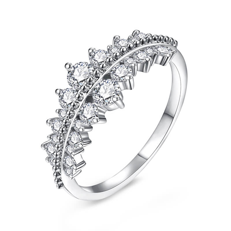 Graduated Round Moissanite Milgrain Half Eternity Wedding Band Ring