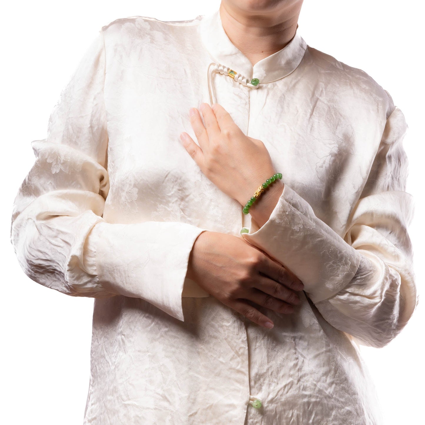 Fortune Pixiu Jade Bracelet with 24 Karat Gold
