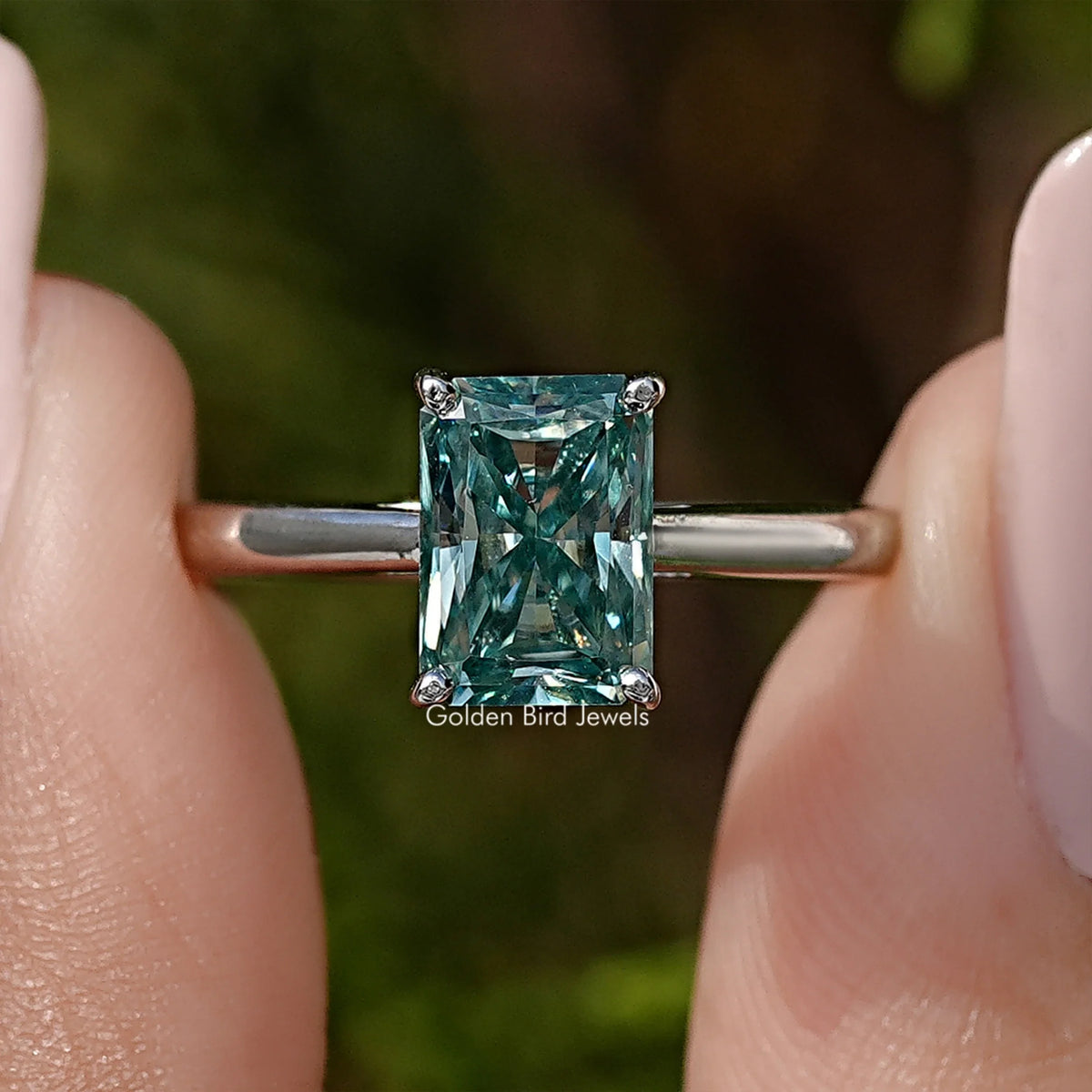 Radiant Moissanite Solitaire Engagement Ring