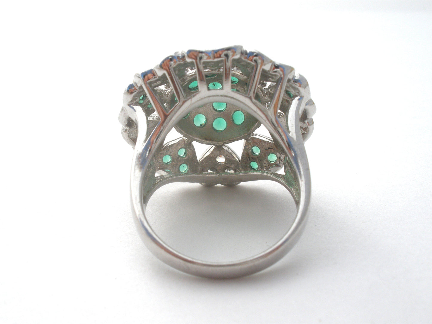 Green Diopside & Topaz Heart Ring Size 7.5