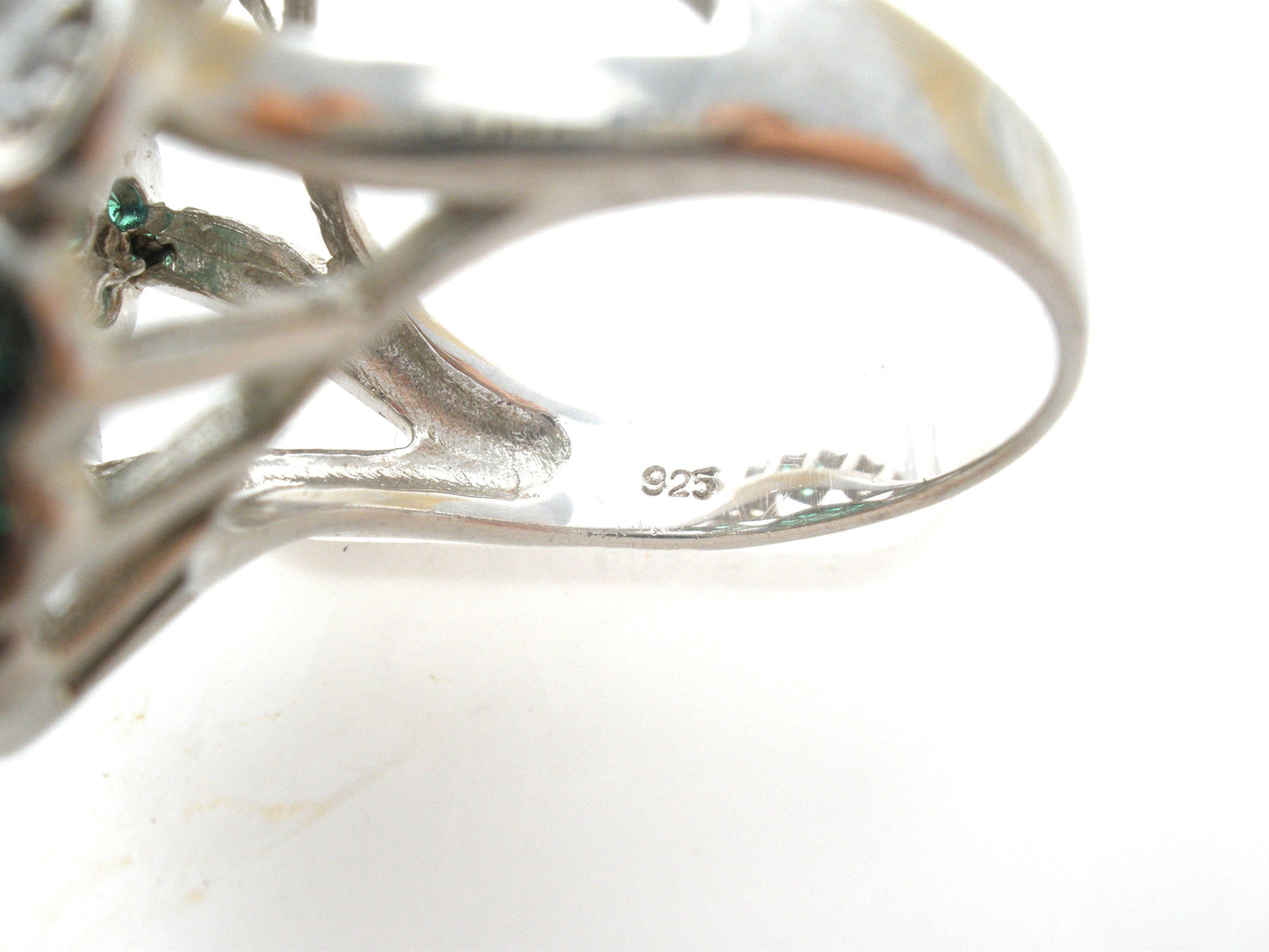 Green Diopside & Topaz Heart Ring Size 7.5