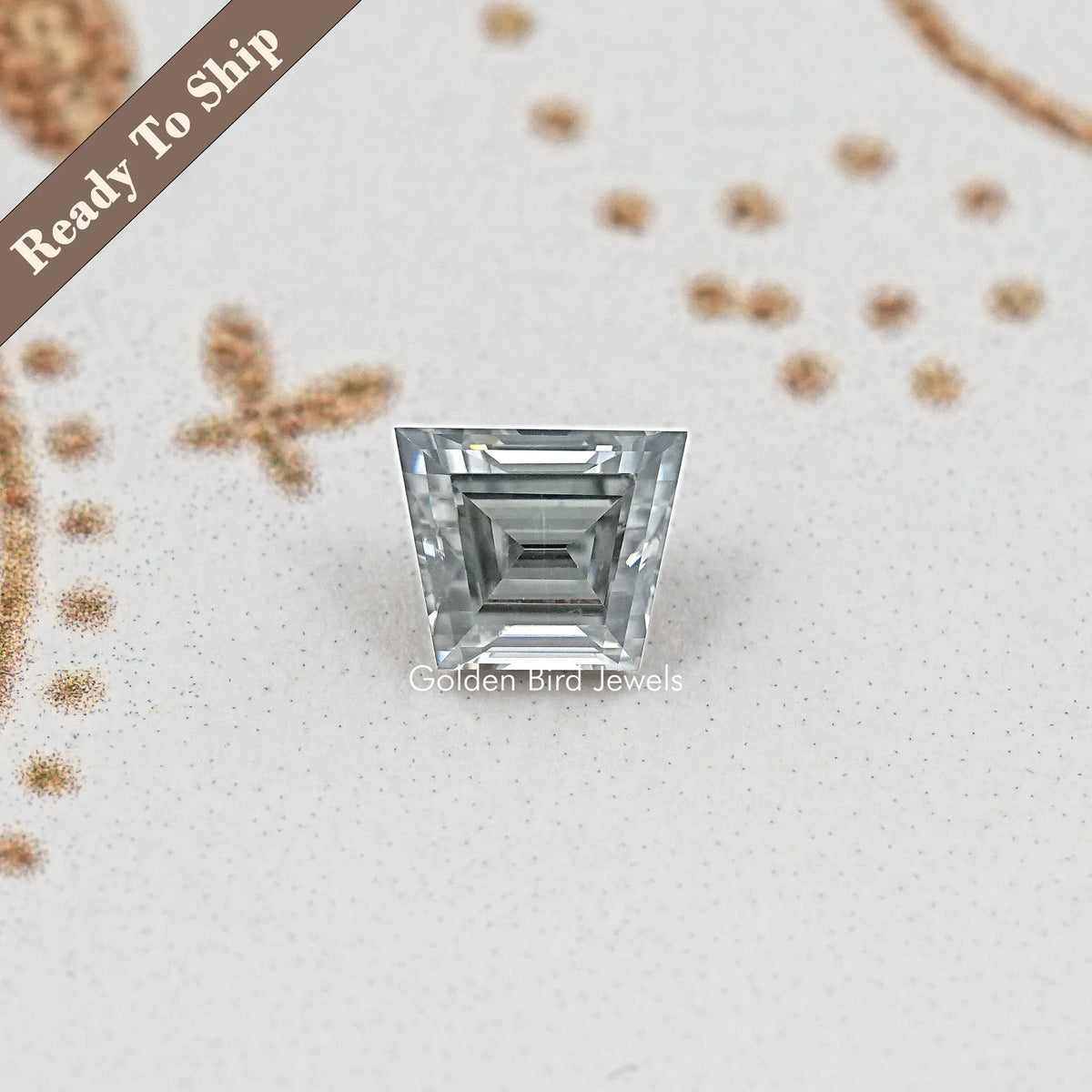 Gray Trapezoid Cut Moissanite Gemstone