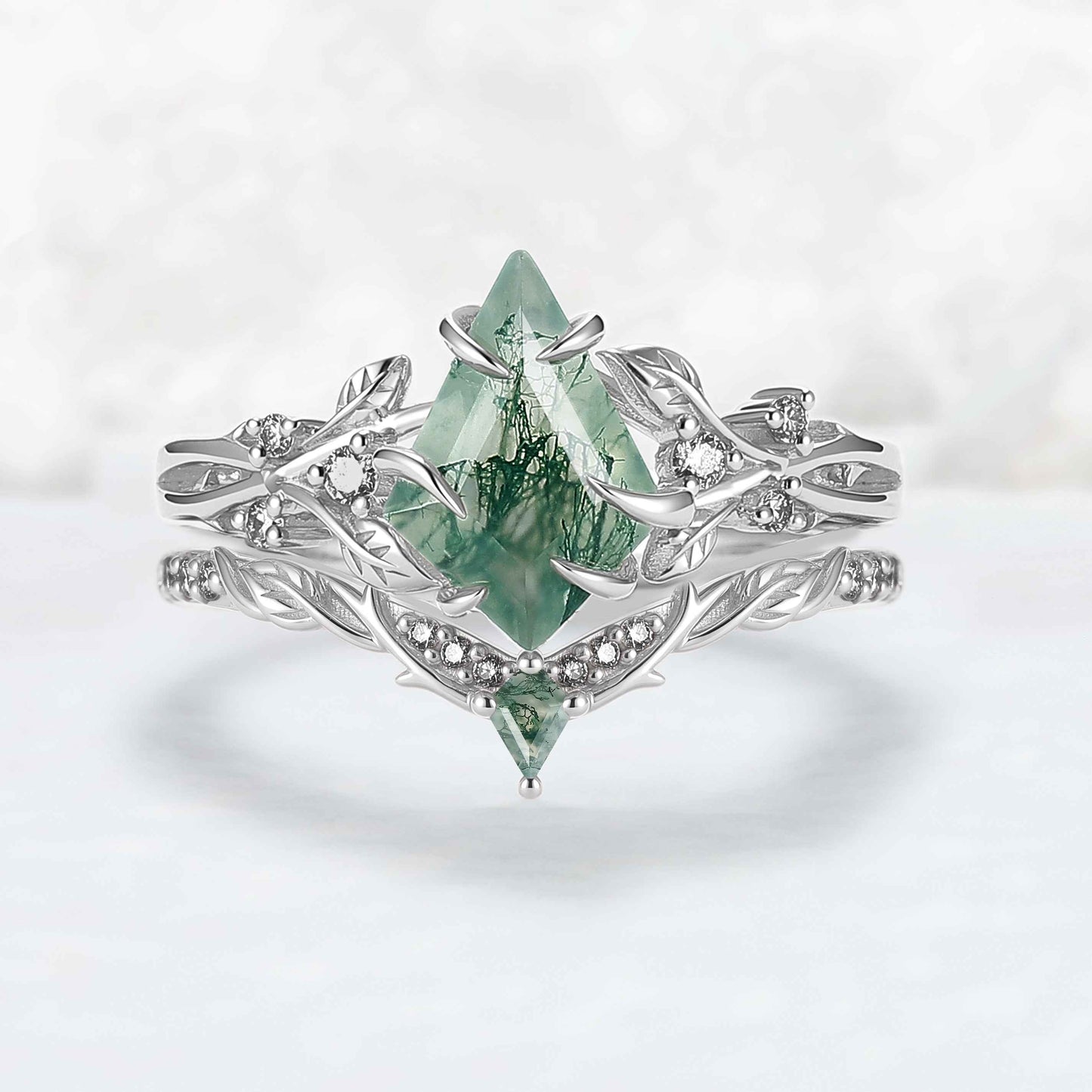 Custom Moss Agate Ring Set for Emrey Tureson